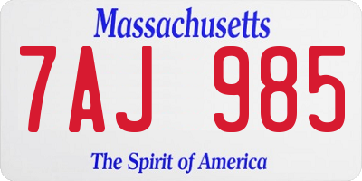 MA license plate 7AJ985