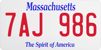 MA license plate 7AJ986