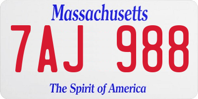 MA license plate 7AJ988