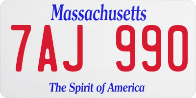 MA license plate 7AJ990