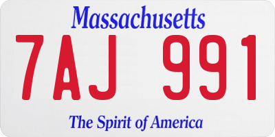 MA license plate 7AJ991