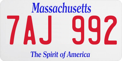 MA license plate 7AJ992