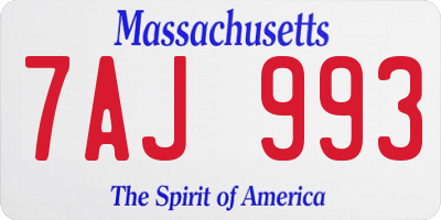MA license plate 7AJ993