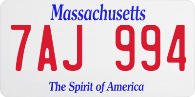 MA license plate 7AJ994