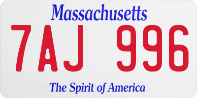 MA license plate 7AJ996