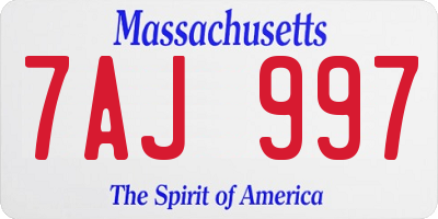MA license plate 7AJ997
