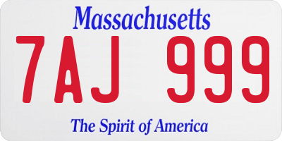 MA license plate 7AJ999