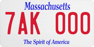 MA license plate 7AK000