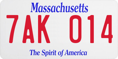 MA license plate 7AK014
