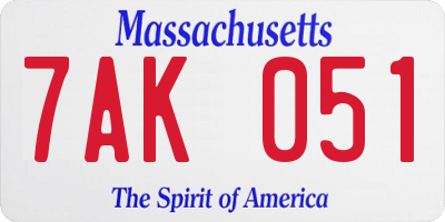 MA license plate 7AK051