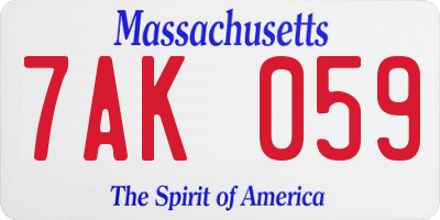MA license plate 7AK059