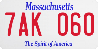 MA license plate 7AK060