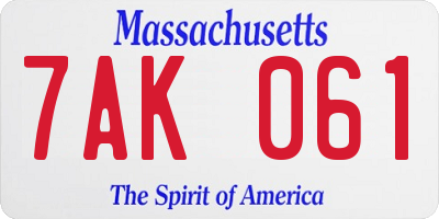 MA license plate 7AK061