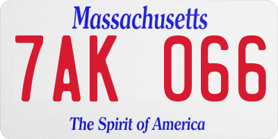 MA license plate 7AK066