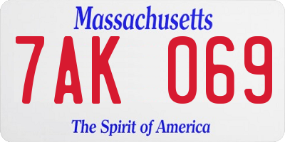 MA license plate 7AK069