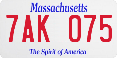 MA license plate 7AK075