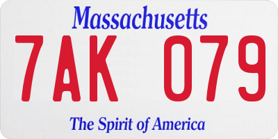 MA license plate 7AK079
