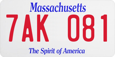 MA license plate 7AK081