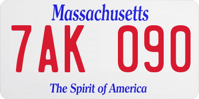 MA license plate 7AK090