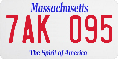 MA license plate 7AK095