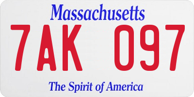 MA license plate 7AK097
