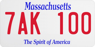 MA license plate 7AK100