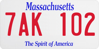 MA license plate 7AK102