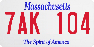 MA license plate 7AK104