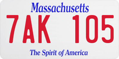 MA license plate 7AK105