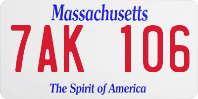 MA license plate 7AK106
