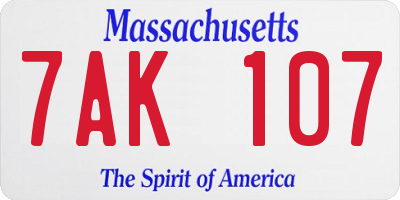 MA license plate 7AK107