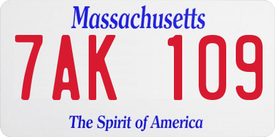 MA license plate 7AK109