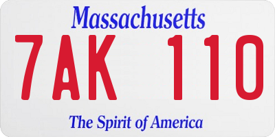 MA license plate 7AK110