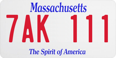 MA license plate 7AK111