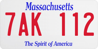 MA license plate 7AK112