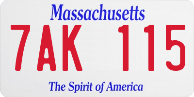 MA license plate 7AK115