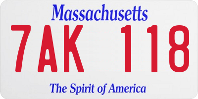 MA license plate 7AK118