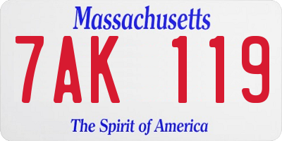 MA license plate 7AK119