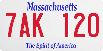 MA license plate 7AK120