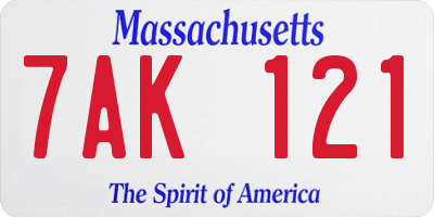 MA license plate 7AK121