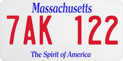 MA license plate 7AK122