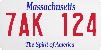 MA license plate 7AK124