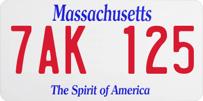 MA license plate 7AK125