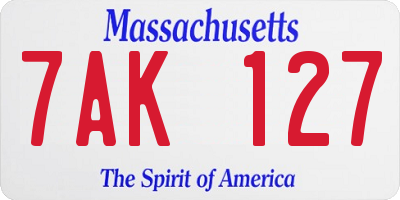 MA license plate 7AK127