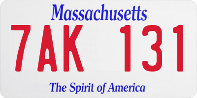 MA license plate 7AK131
