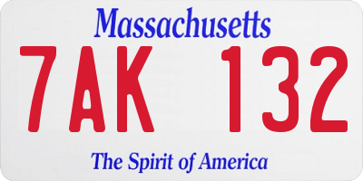 MA license plate 7AK132