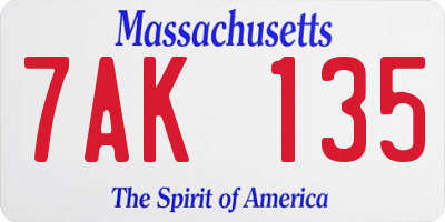 MA license plate 7AK135