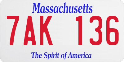 MA license plate 7AK136