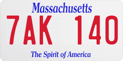 MA license plate 7AK140