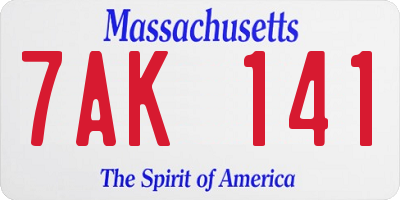 MA license plate 7AK141